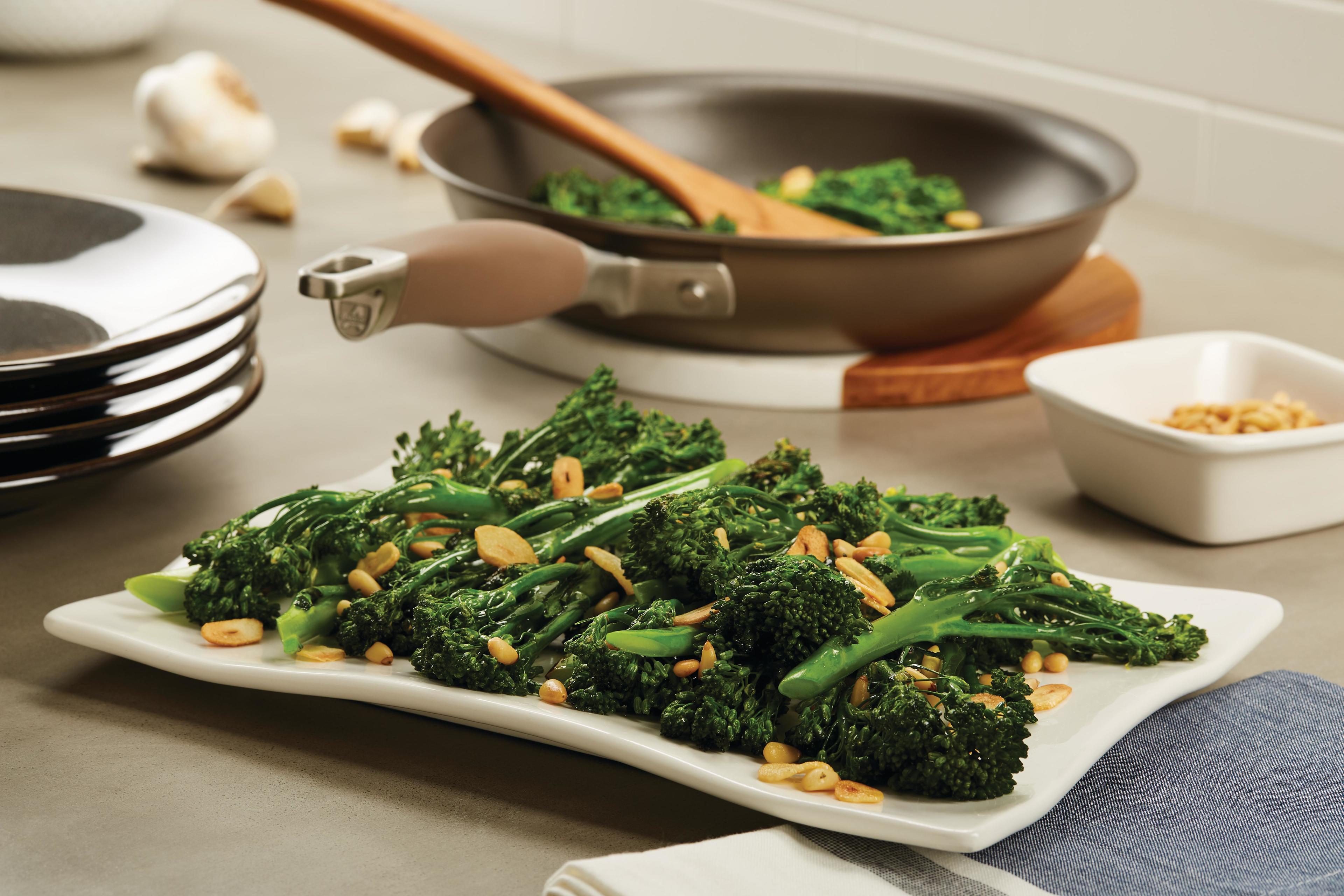 Broccolini with Pine Nuts and Golden Garlic Slivers – Anolon