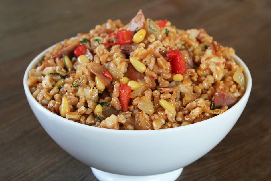Farro with Prosciutto, Pine Nuts and Provolone
&ndash; Anolon
