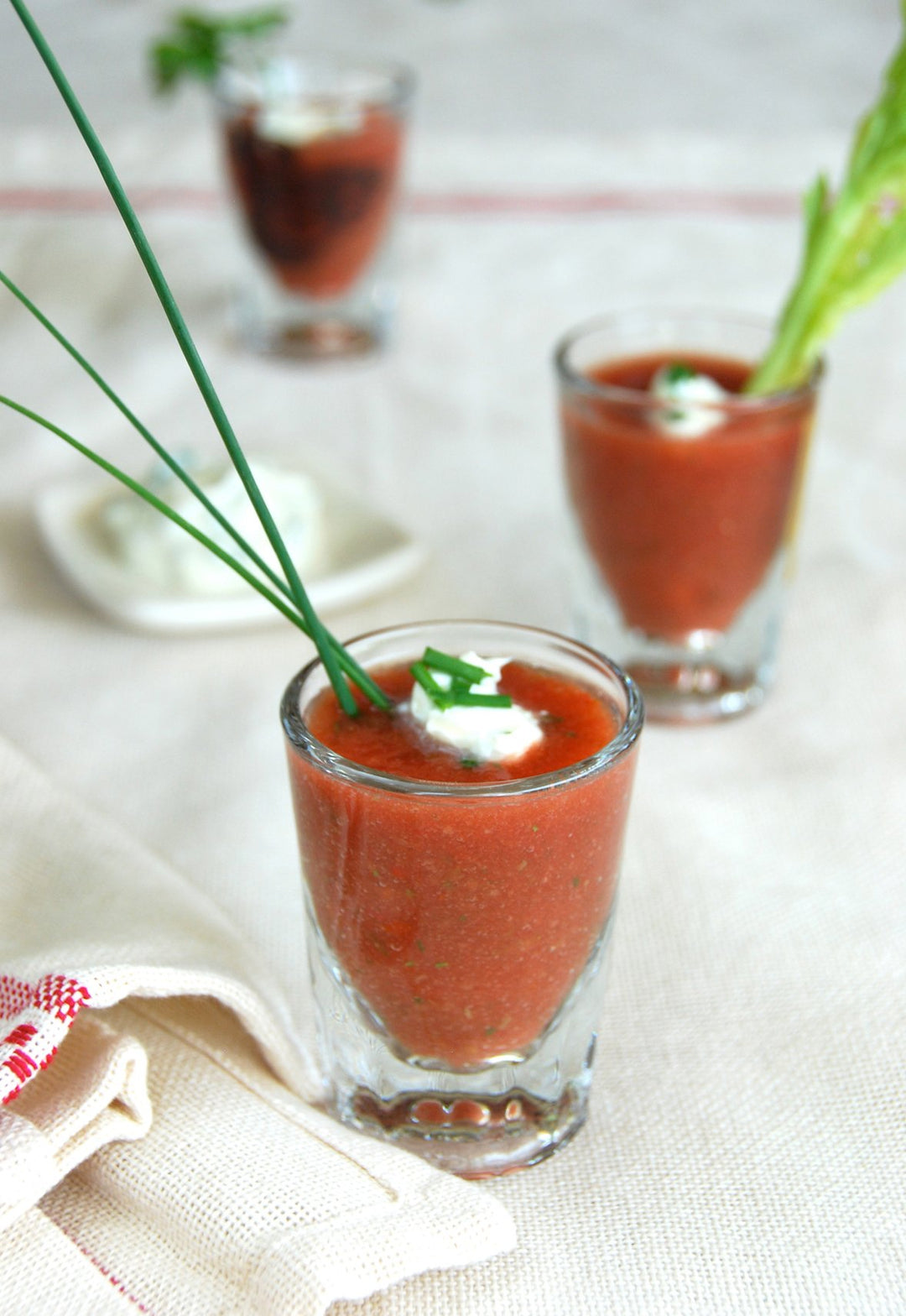 Gazpacho Shooters with Herbed Mascarpone