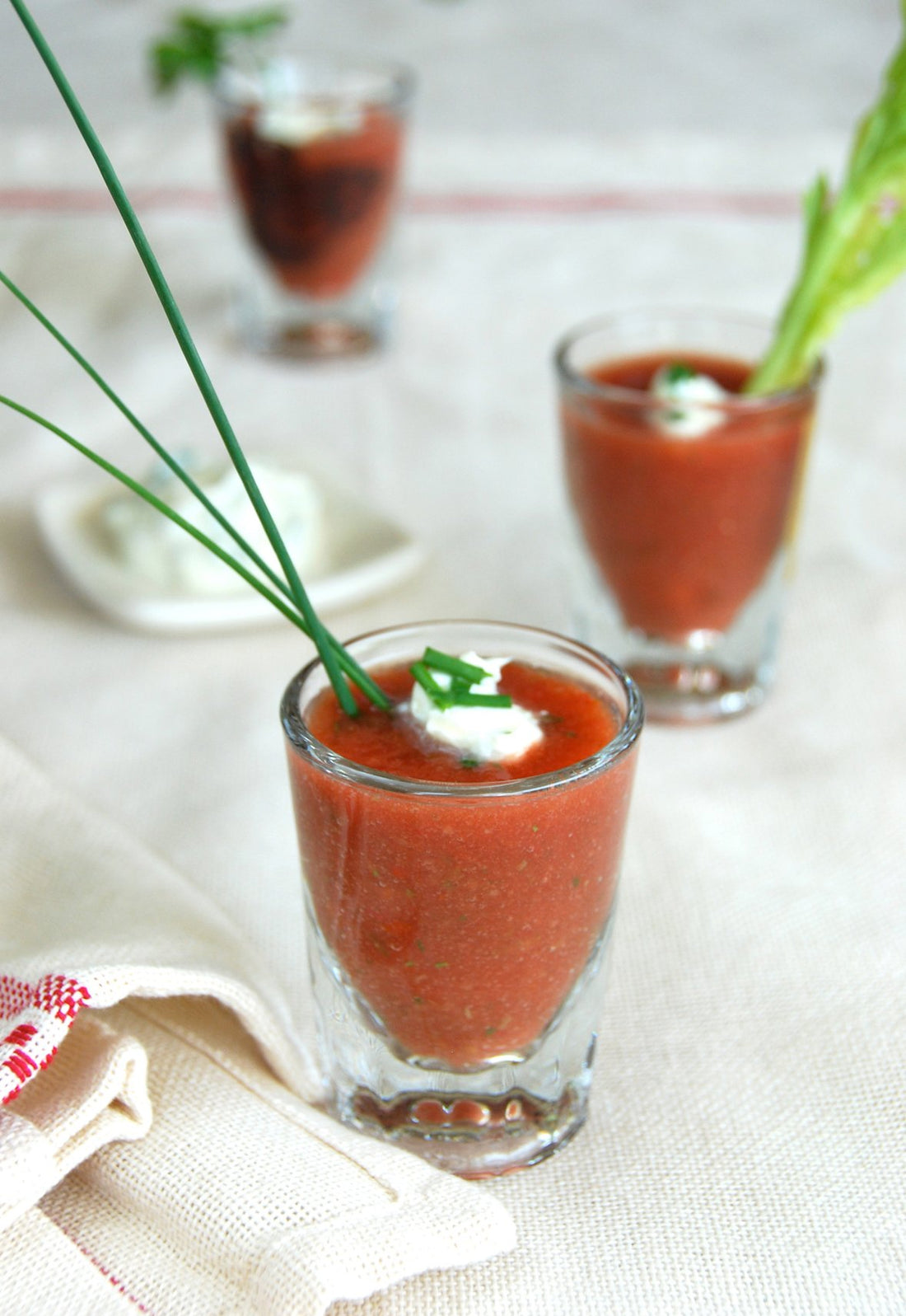 Gazpacho Shooters with Herbed Mascarpone