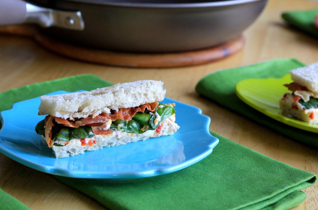 Ricotta, Basil, Sun-Dried Tomato and Crispy Prosciutto Tea Sandwiches