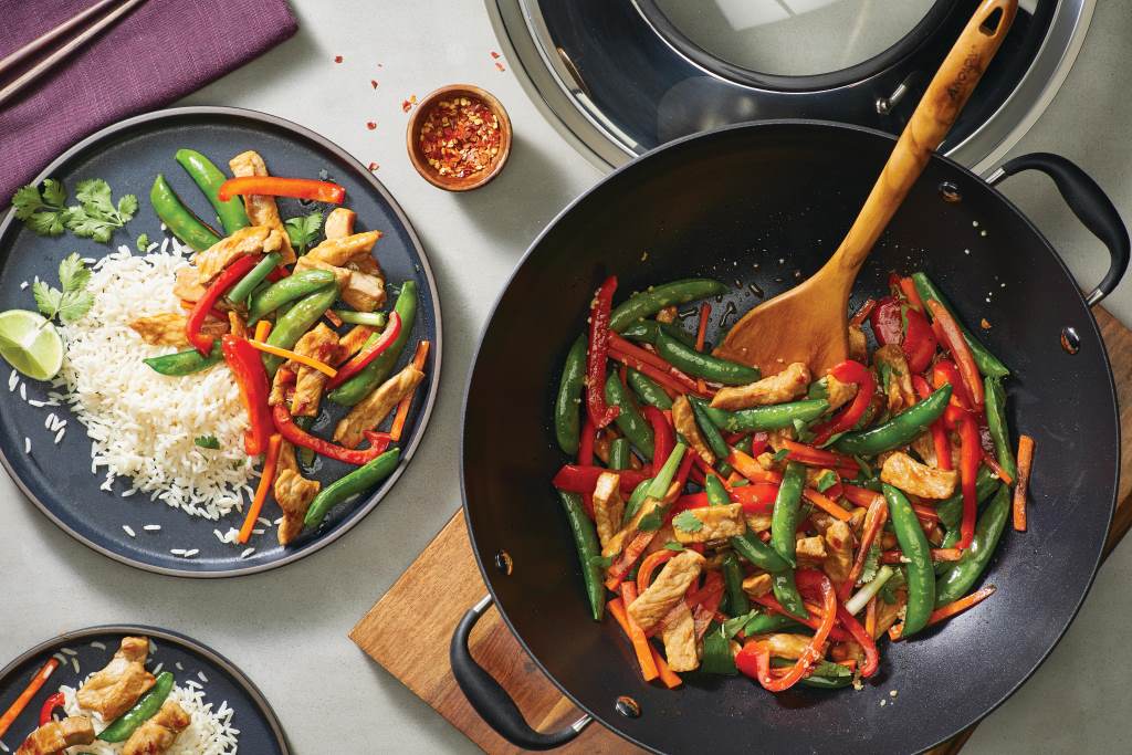 Pork Stir-Fry with Peppers, Carrots, and Sugar Snaps