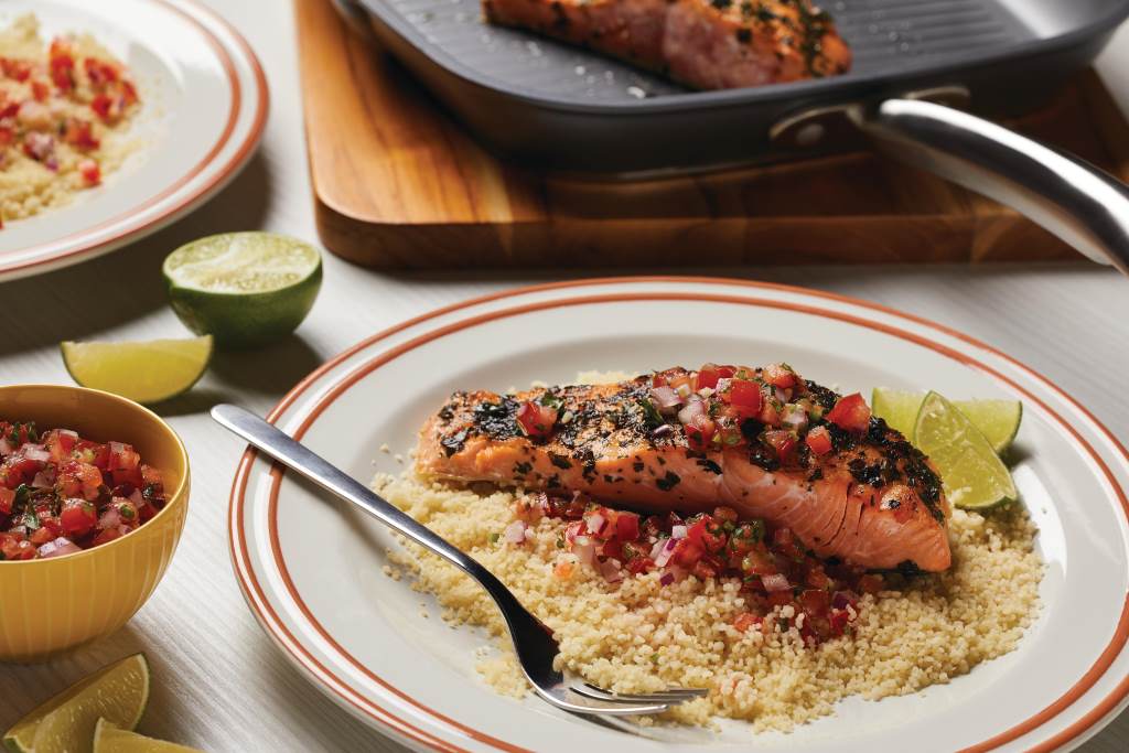 Basil Crusted Grilled Salmon with Tomato Salsa