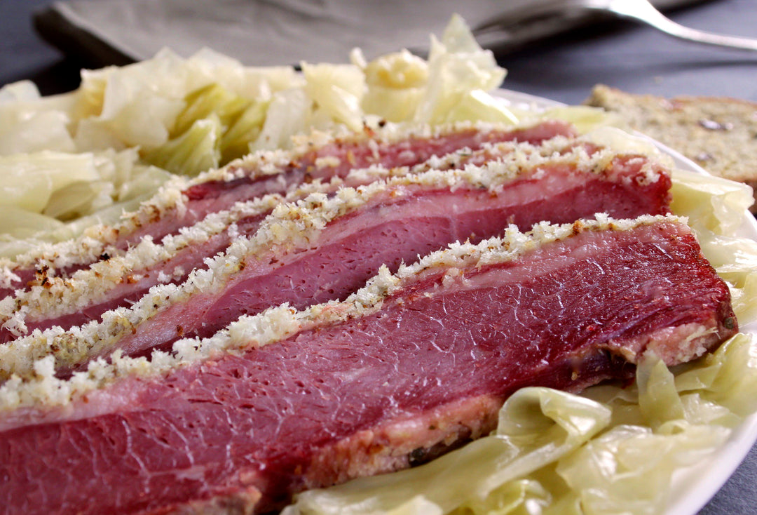 Corned Beef and Cabbage with Crusted Horseradish and Mustard