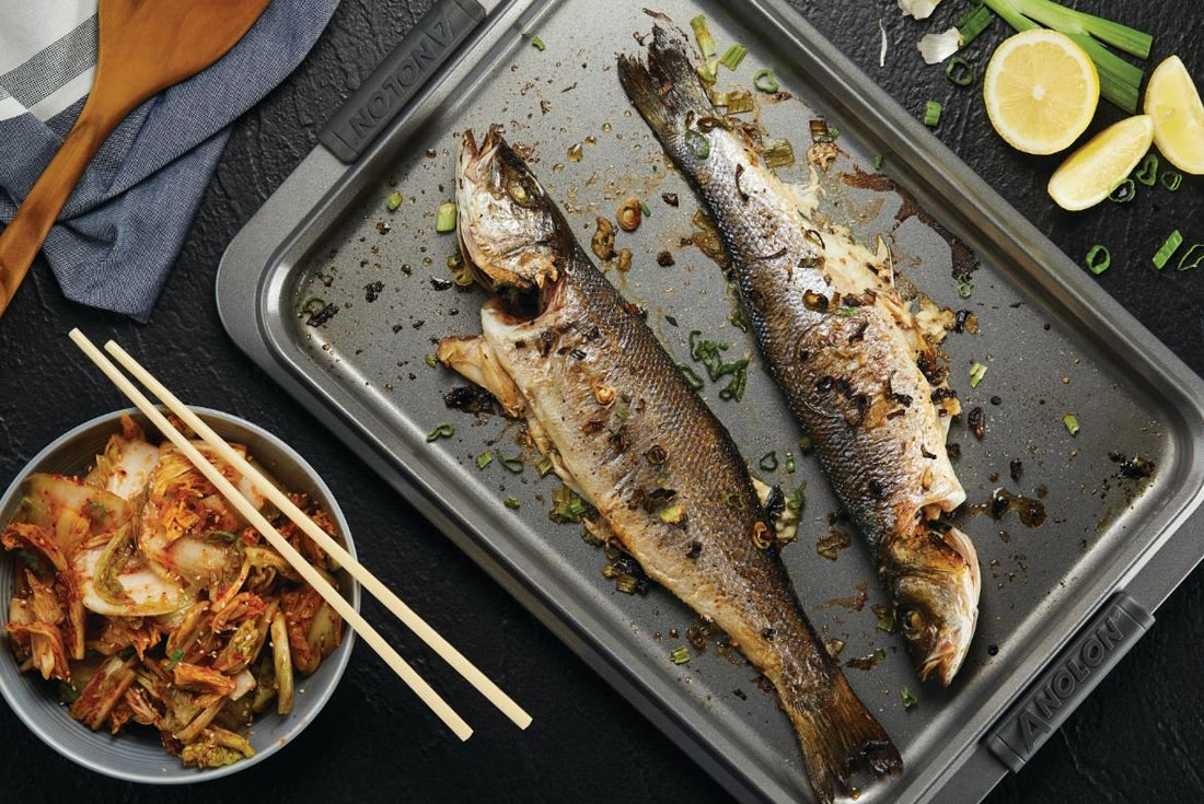 Roasted Sea Bass with Quick Kimchi