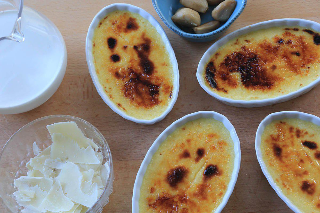 Roasted Garlic and Parmesan Crème Brûlée
