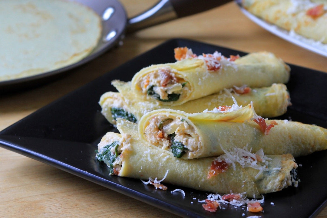 Savory Spinach, Ricotta and Bacon Crêpes