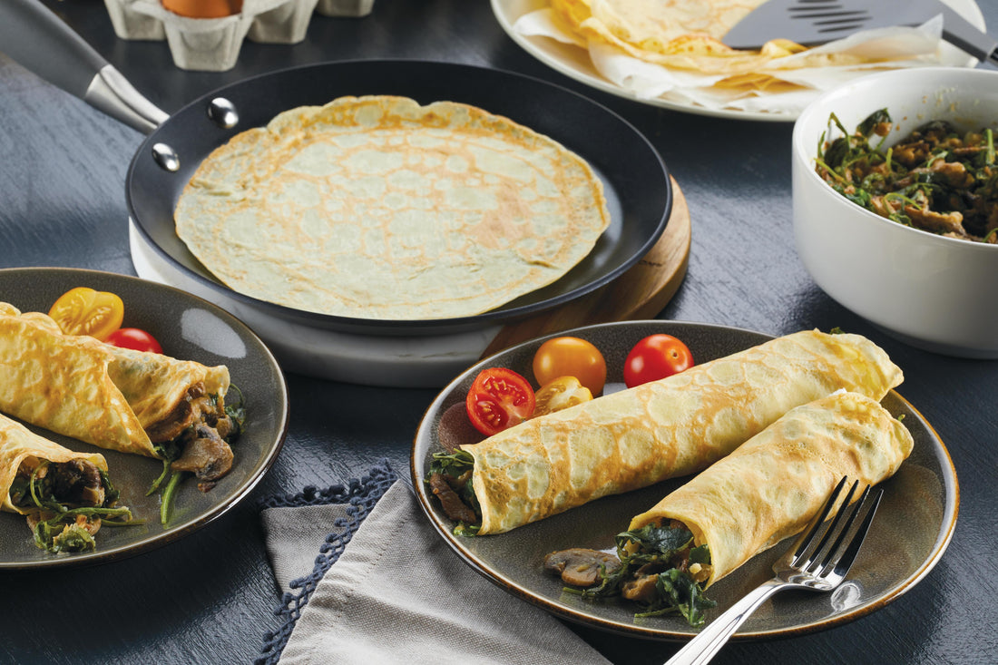 Creamy Mushroom and Arugula Crepes