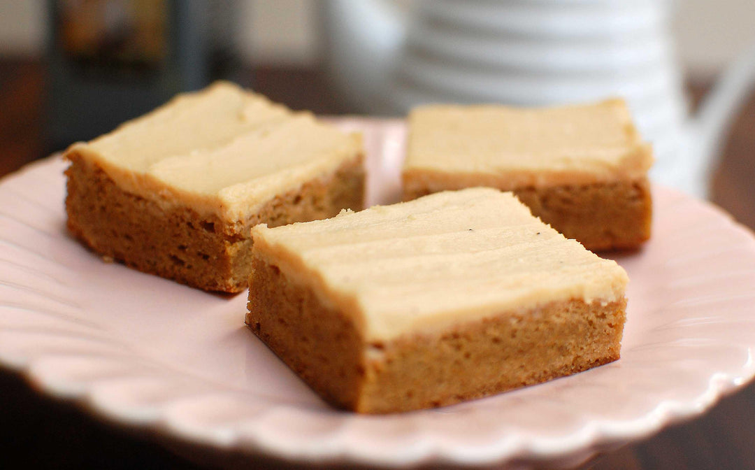 Tea Frosted Blondie Brownies