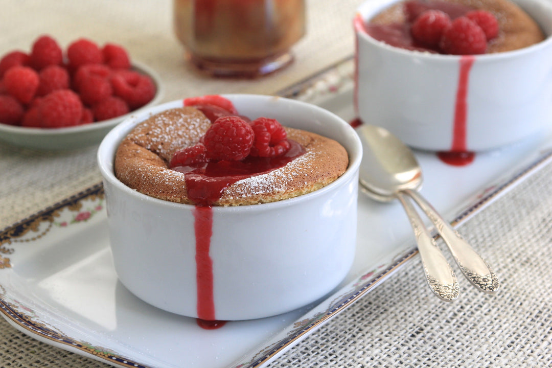 Grand Marnier Soufflé with Raspberry Sauce