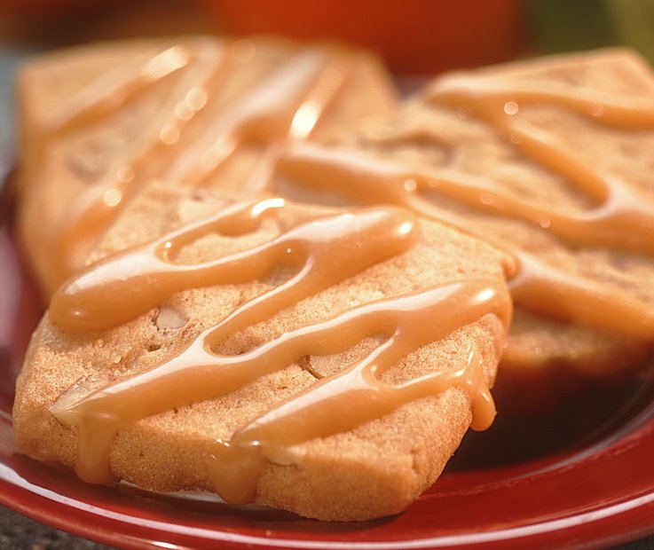 butterscotch cookies on red plate