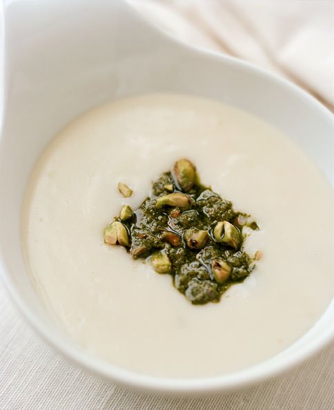 Potato Soup with Pistachio Pesto