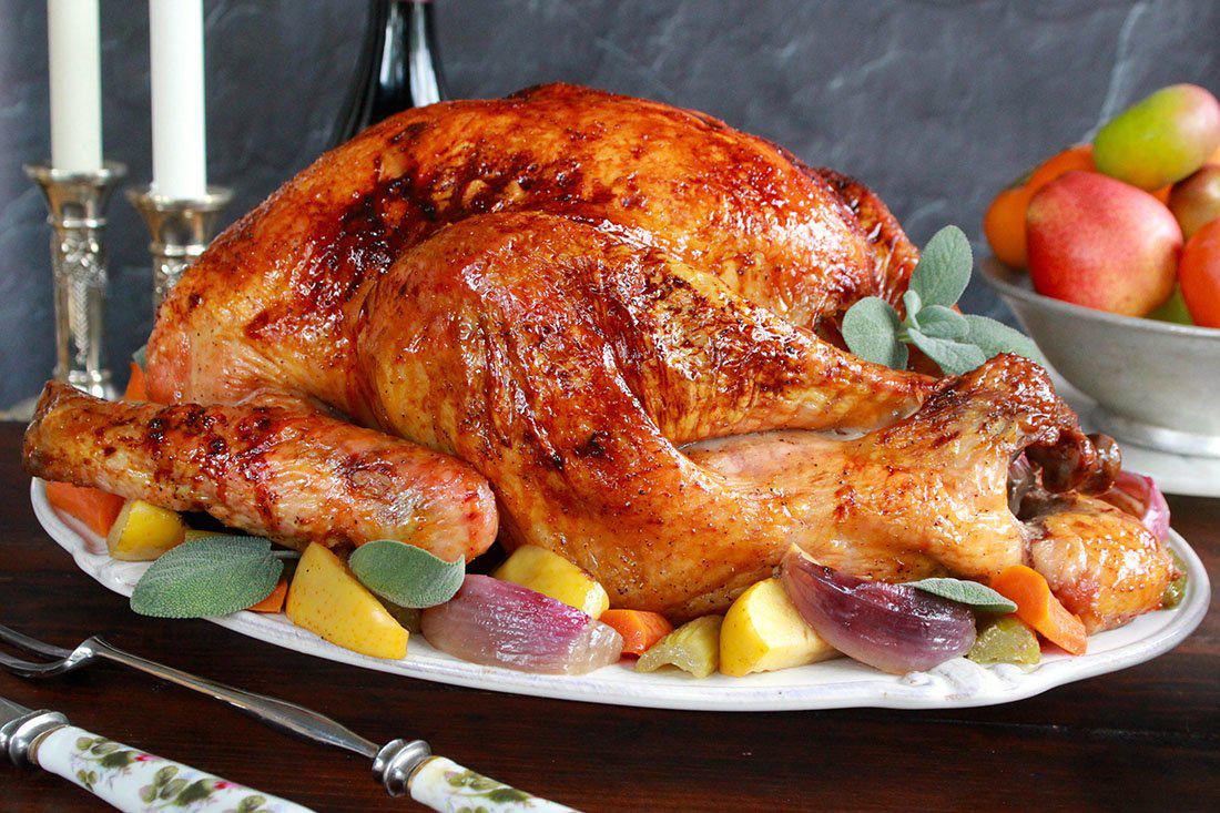 Cider Bourbon Glazed Roast Turkey