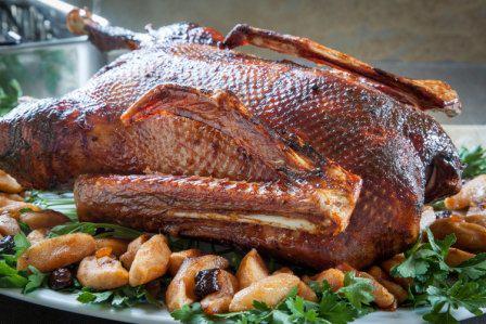 Apple Cider Glazed Roasted Goose with Brandy Roasted Apples