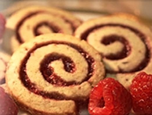 Raspberry Spiral Tea Snaps