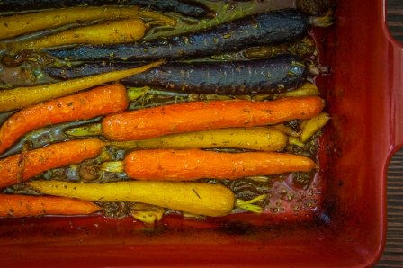 Rosemary Honey Orange Glazed Rainbow Carrots