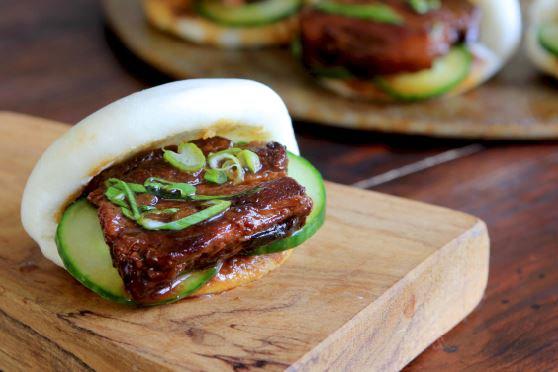 Soy Braised Pork Belly with Chinese Steamed Buns