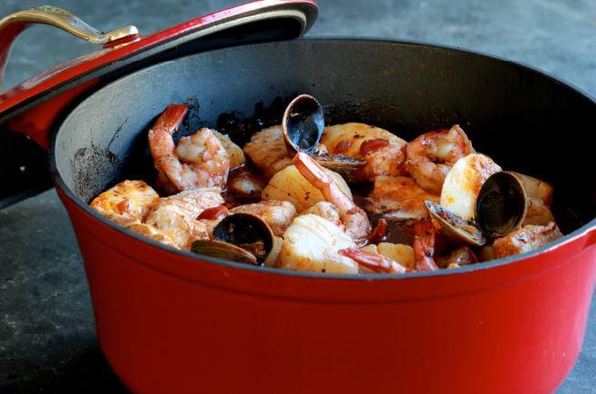 Smoky Cioppino with Spicy Harissa Sourdough Toasts