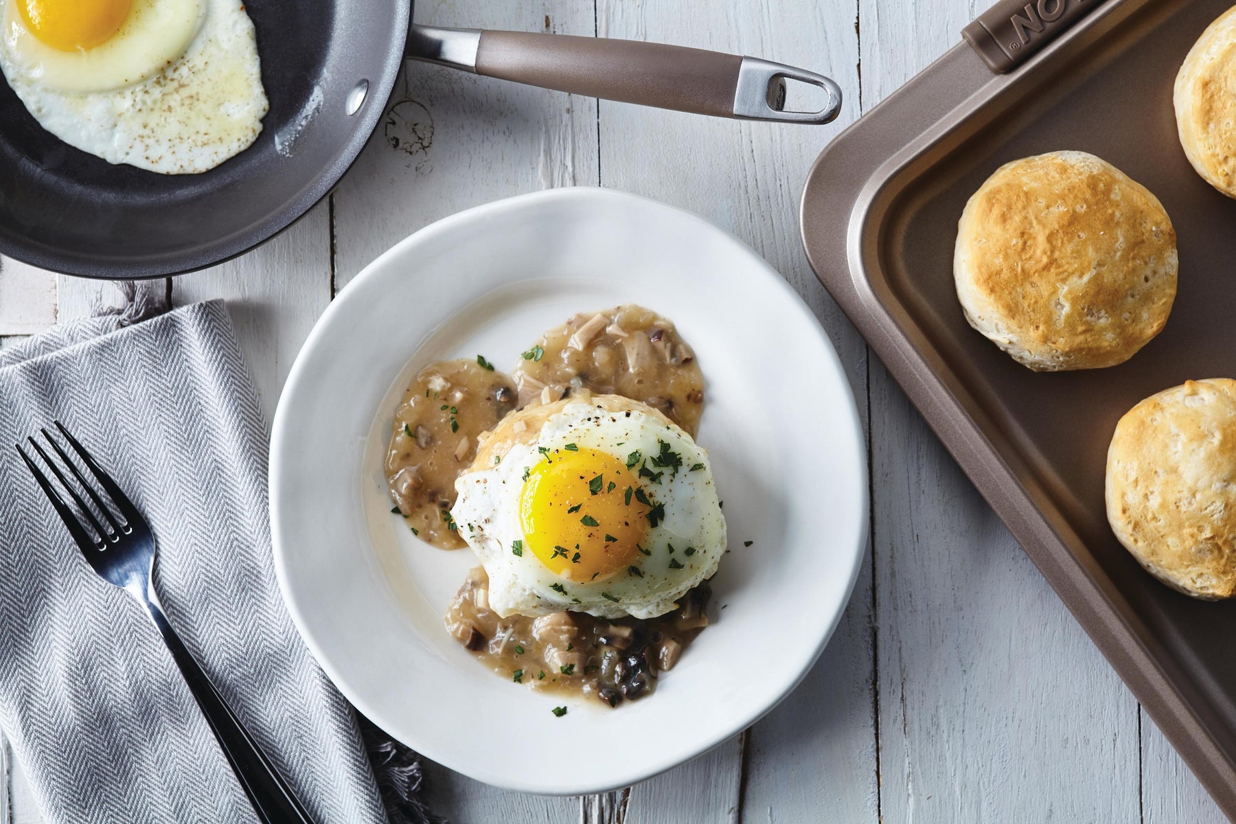 Buttermilk Turkey Gravy over Mashed Potato Biscuits