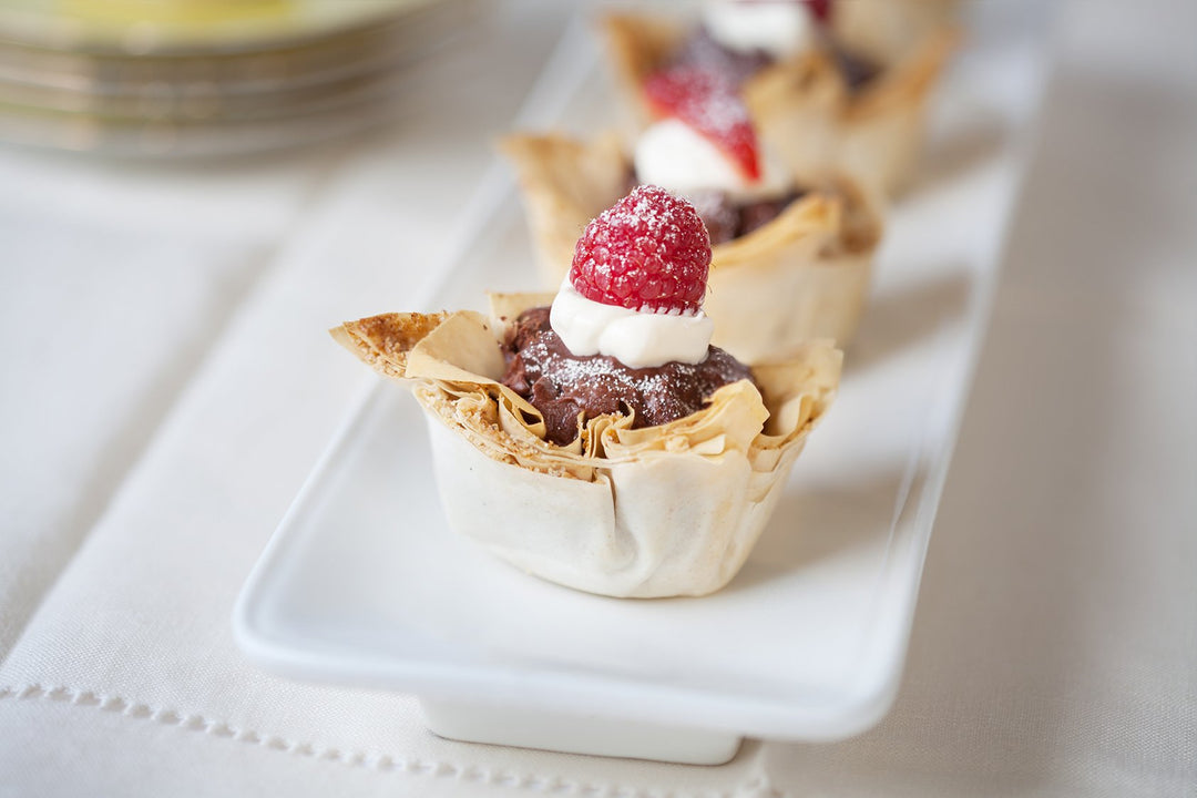 Berry and Chocolate Tarts with Filo Pastry