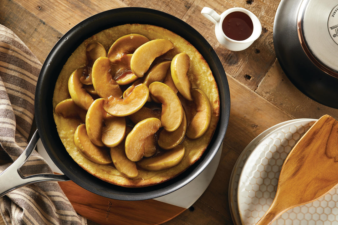 Dutch Apple Pancake with Warm Cinnamon-Infused Maple Syrup