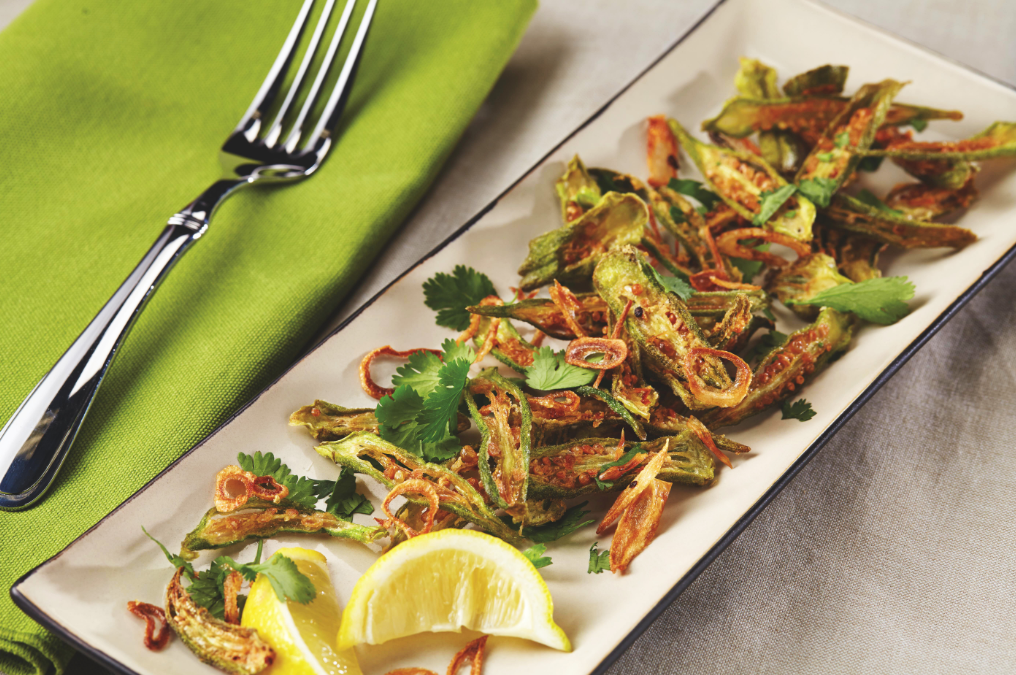 Fried Okra & Shallots with Fresh Cilantro