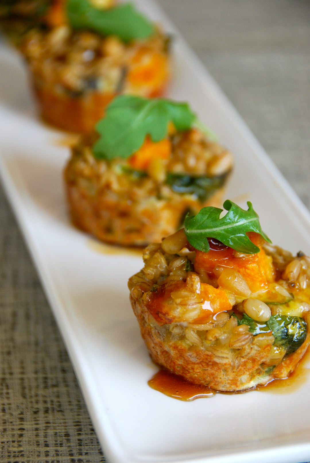 Maple Syrup Glazed Barley and Squash “Cupcakes”