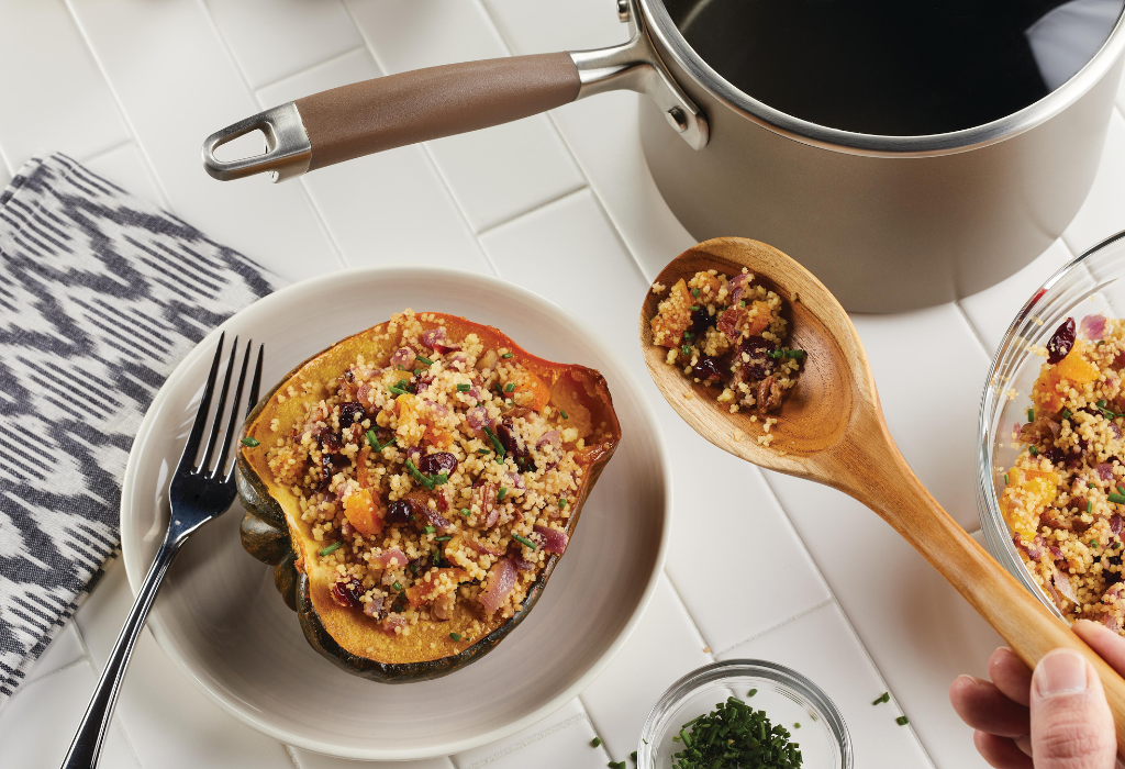 Stuffed Roasted Acorn Squash with Apricot Couscous