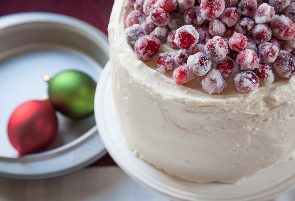 Vanilla and Orange Scented Triple Layer Cake with Cranberry Apple Filling