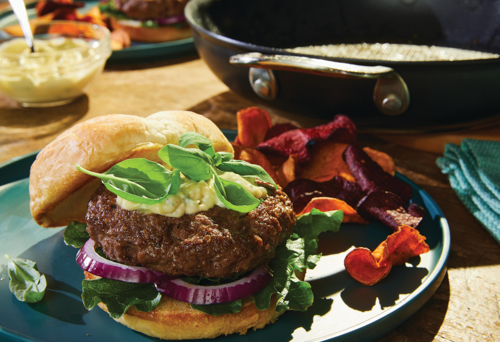 Blue Cheese Burger with Basil