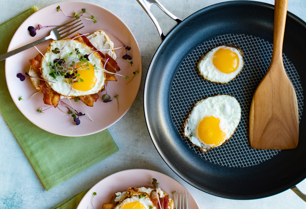 Bacon, Egg, and White Bean Hummus on Sourdough Toast