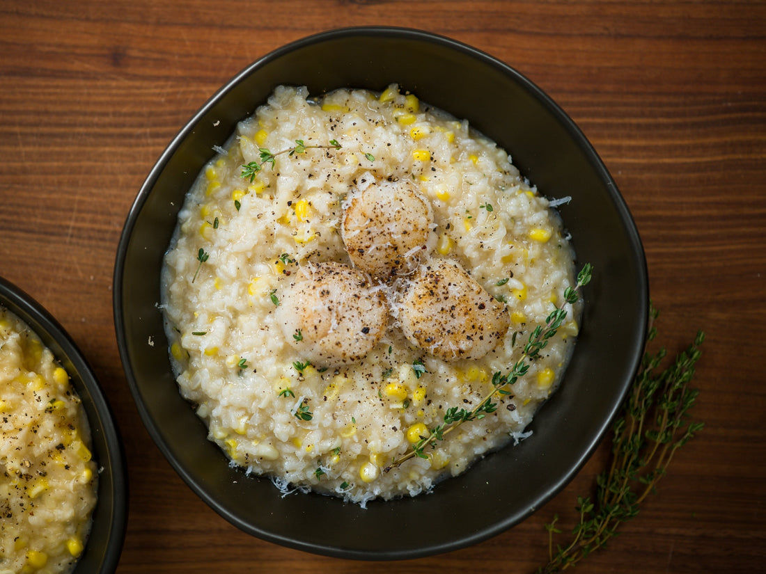 Seared Scallops and Fresh Corn Risotto
