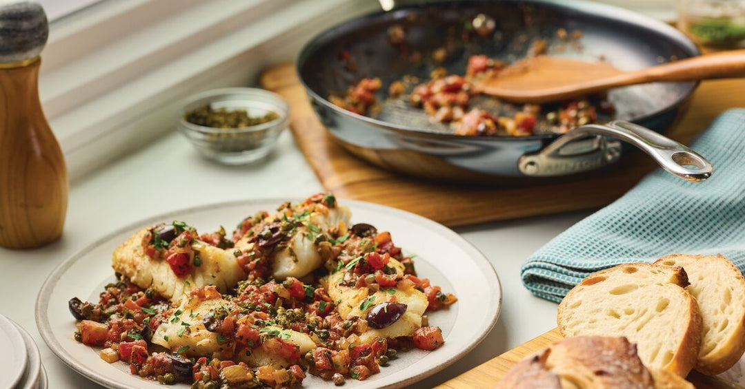 Pan Roasted Cod with Puttanesca