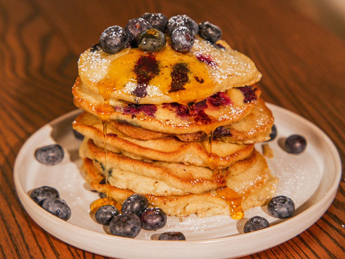 Gut-Healthy Blueberry Sourdough Pancakes