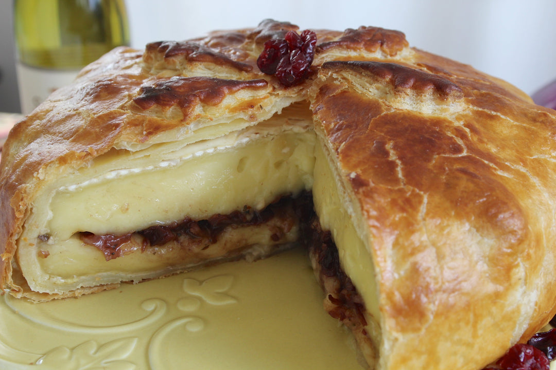 Baked Brie Stuffed with Fennel, Dried Cranberries and Port