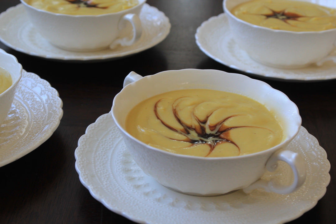 Creamy White Bean Soup with Pomegranate Drizzle