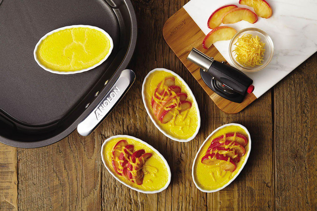 Cheddar Topped Savory Butternut Squash and Apple Crème Brûlée