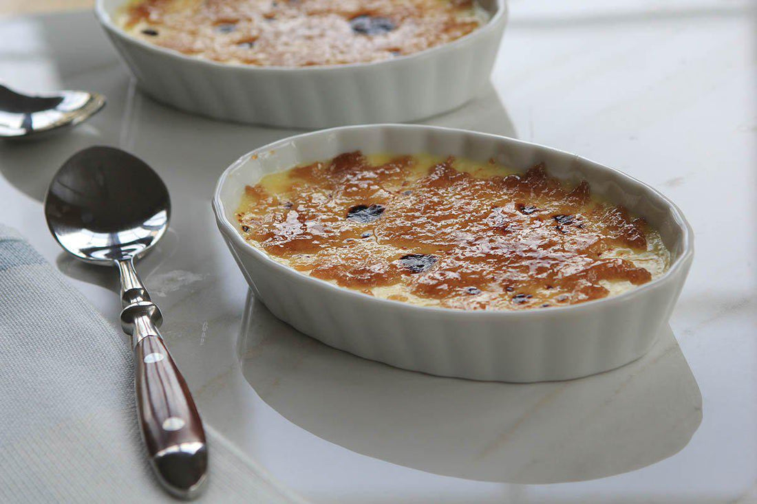 Pecorino Crème Brulee with Caramelized Balsamic Sugar