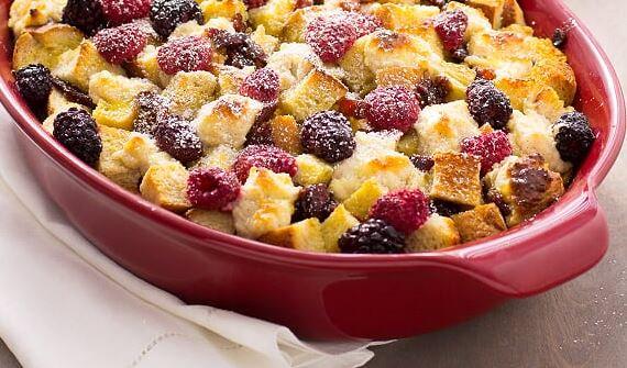 Berry, Bacon, and Bourbon French Toast Strata