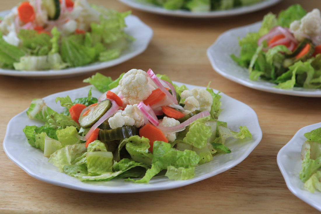 Pickled Vegetables and Romaine Salad
