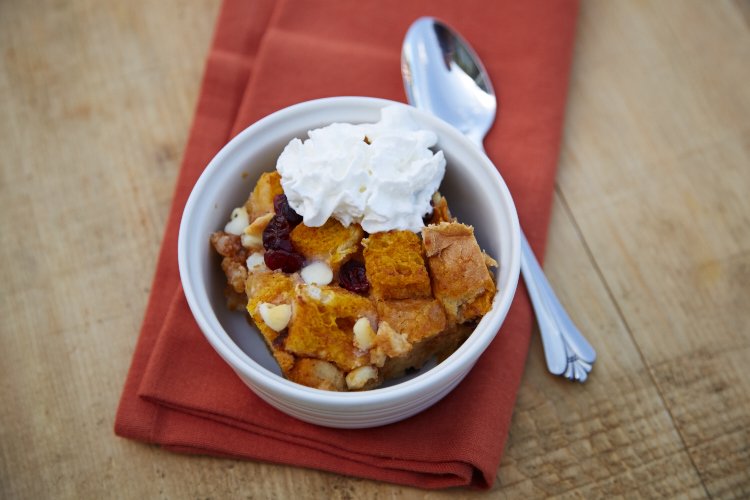 Pumpkin-White Chocolate Bread Pudding