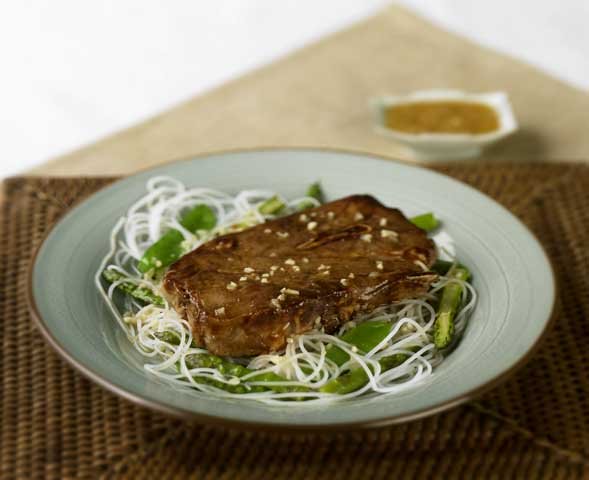 Hoisin Glazed Australian Lamb Shoulder Chops with Stir Fry Noodles