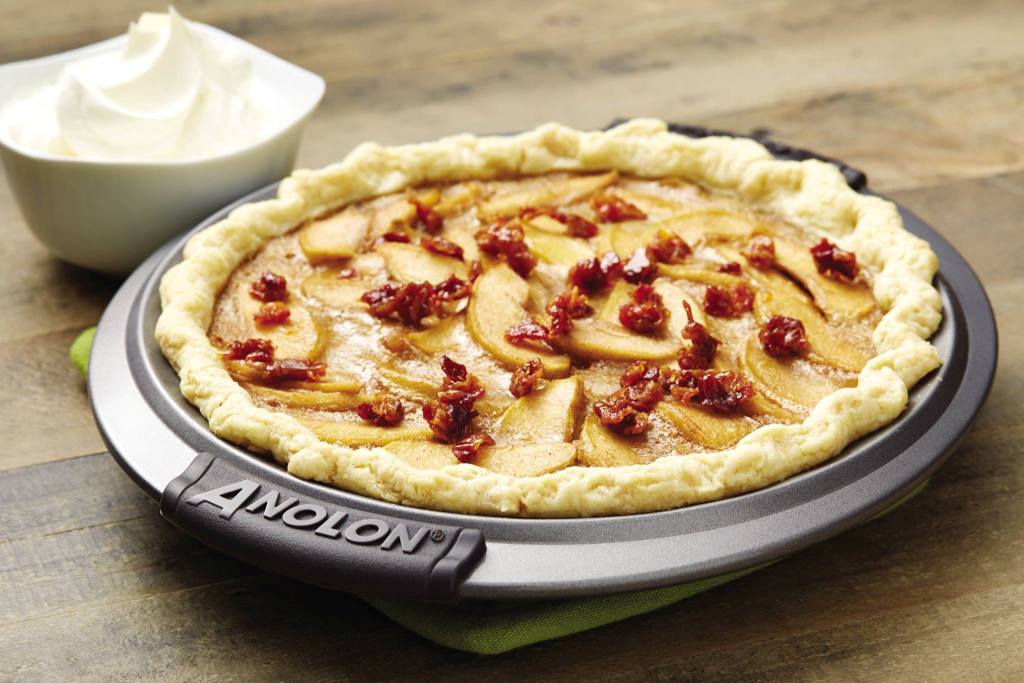 Butterscotch Apple Pie with Candied Bacon Sprinkles