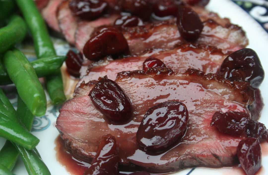 Seared Duck Breast with Cherry-Cranberry Pinot Noir Sauce