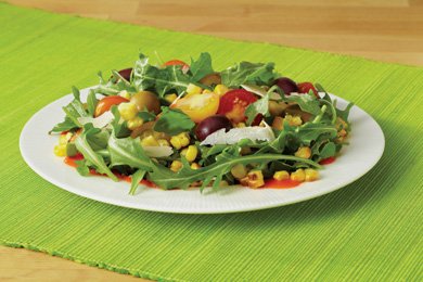 Grilled Corn and Arugula Salad with Smoked Tomato Vinaigrette