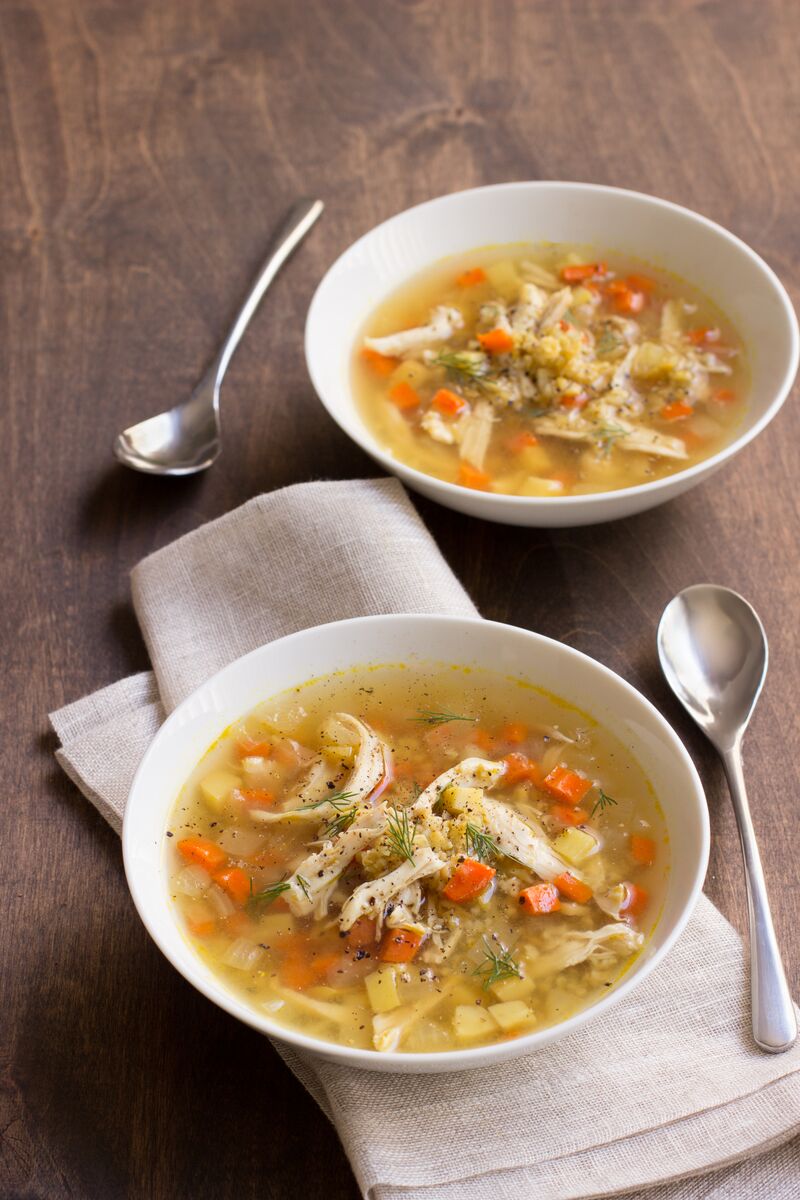 Chicken Soup with Freekeh, Carrot, and Parsnip
