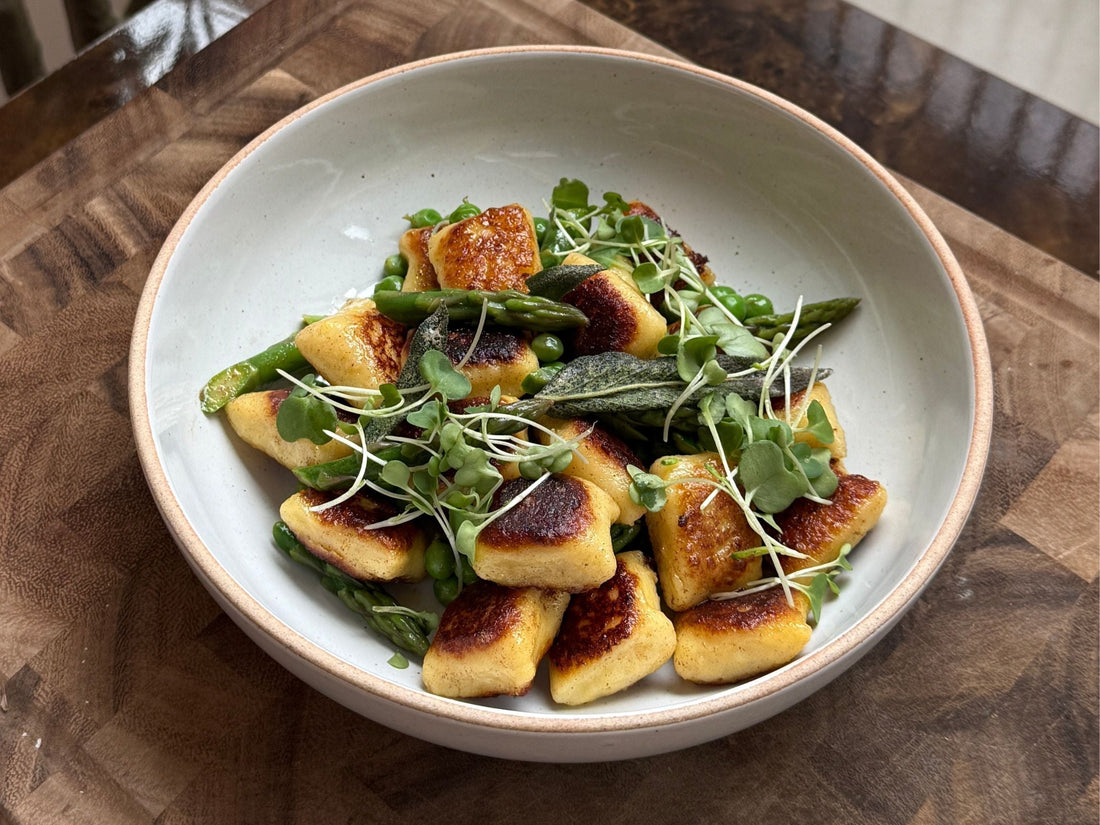 Lemon Brown Butter Gnocchi with Peas & Asparagus