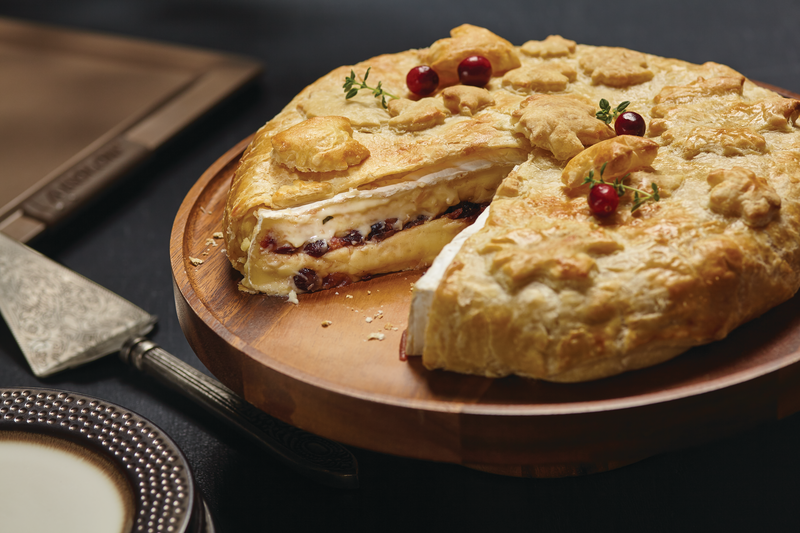 Baked Brie Stuffed with Fennel, Dried Cranberries and Port