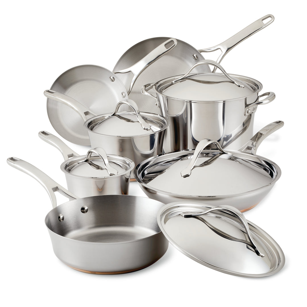 Stainless Stee Cookware Set Pots Sauce Pans Frying Pan Set 12 Pieces, Silver