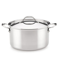 The EverLast Tri-Ply Clad Stainless Steel 8-Quart Stockpot with Lid features two handles and is displayed against a white background.